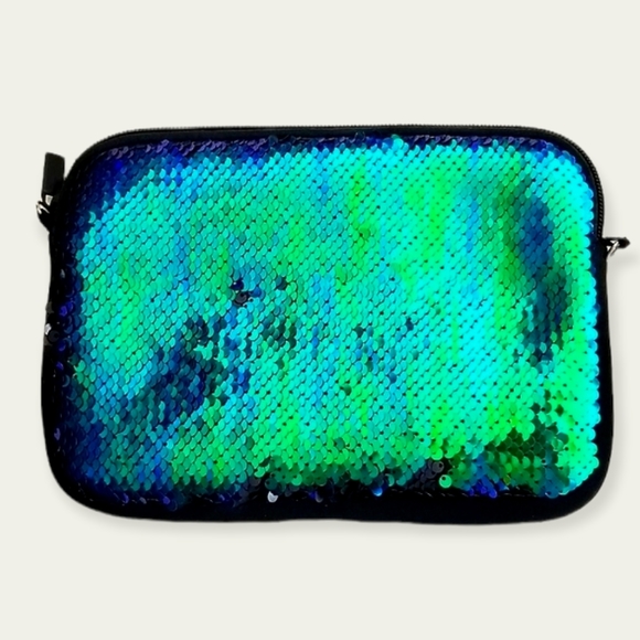 Mermaid Sequin Soft Zip Top Pouch Handbag - Picture 3 of 14